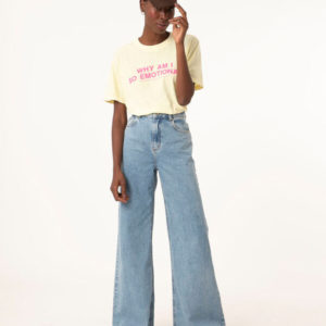 calça wide leg jeans cintura baixa surreal são paulo azul médio