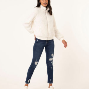 calça jeans skinny destroyed sawary azul escuro