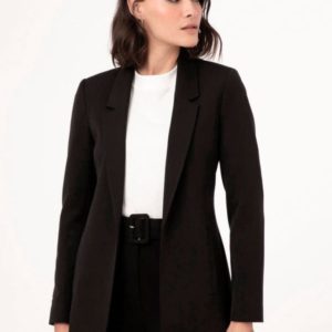 blazer básico alfaiataria com bolsos preto